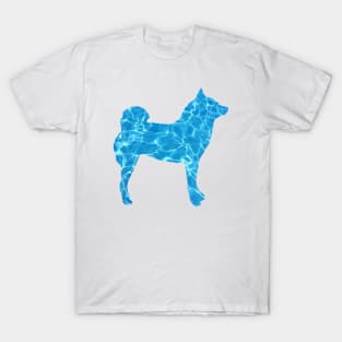 Lilly the Shiba Inu Silhouette - Swimming Pool on White T-Shirt